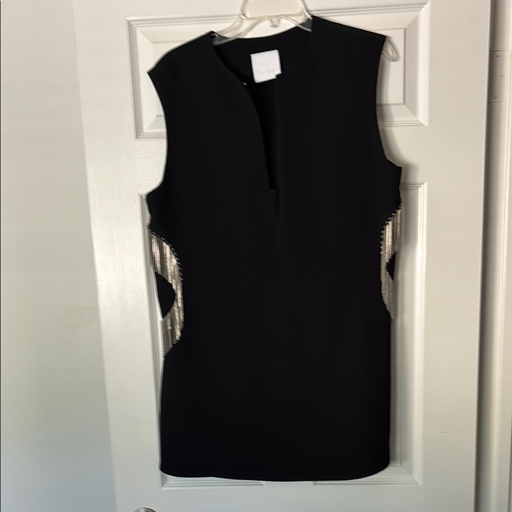 Paris Georgia Black Mini Dress with Silver Accents